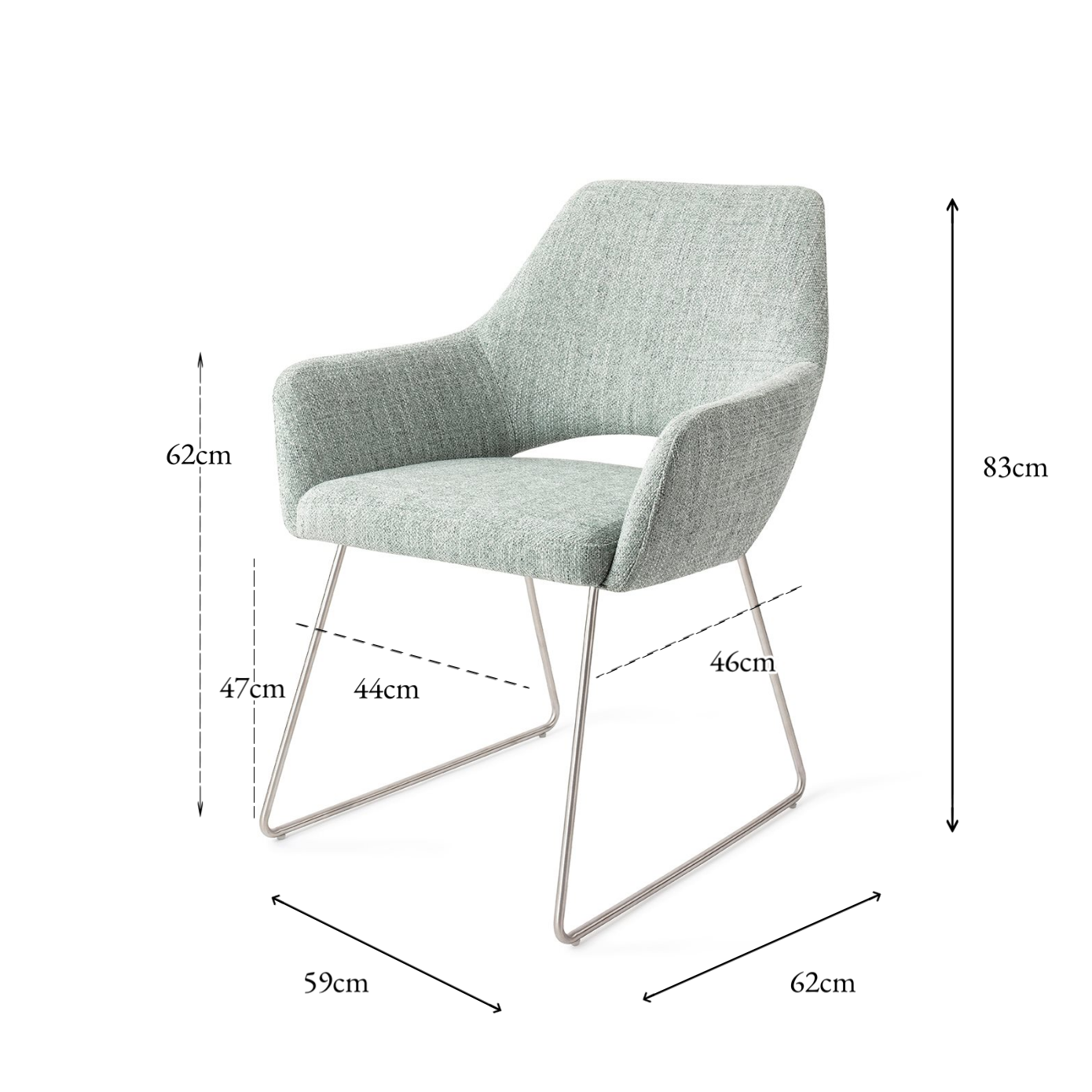 Yanai Dining Chair Soft Sage Slide Steel