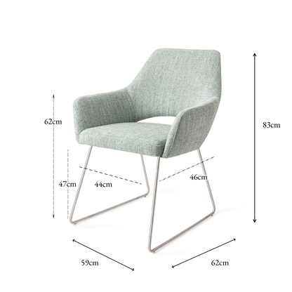 Yanai Dining Chair Soft Sage Slide Steel