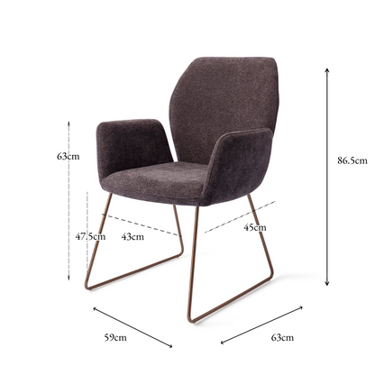 Misaki Dining Chair Almost Black Slide Rose