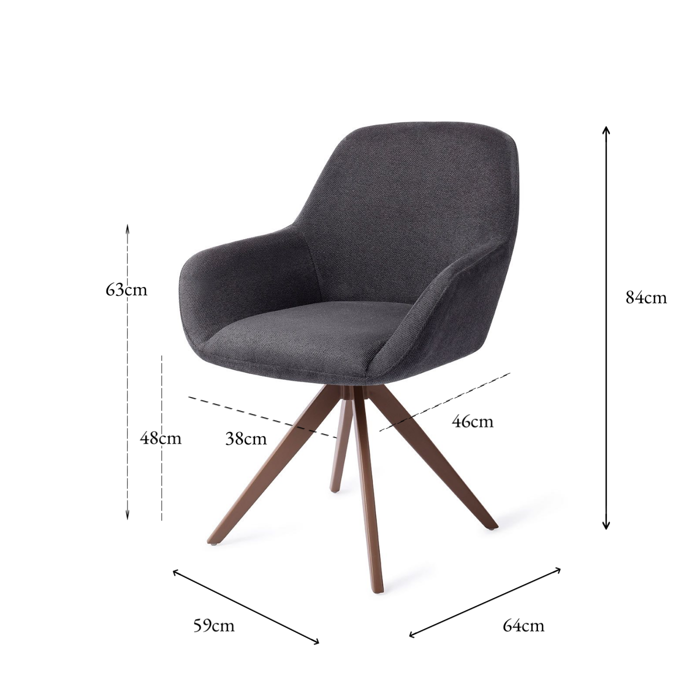 Kushi Dining Chair Black-Out Turn Brown