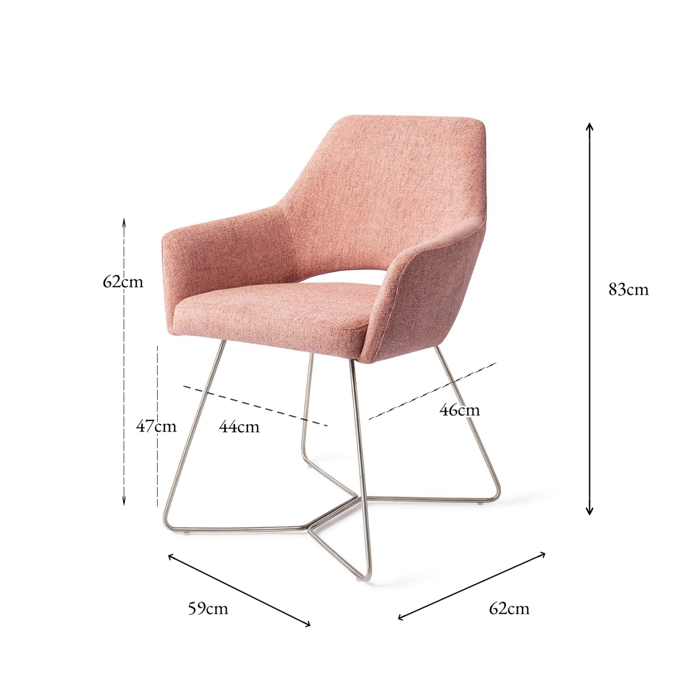 Yanai Dining Chair Pink Punch Beehive Steel