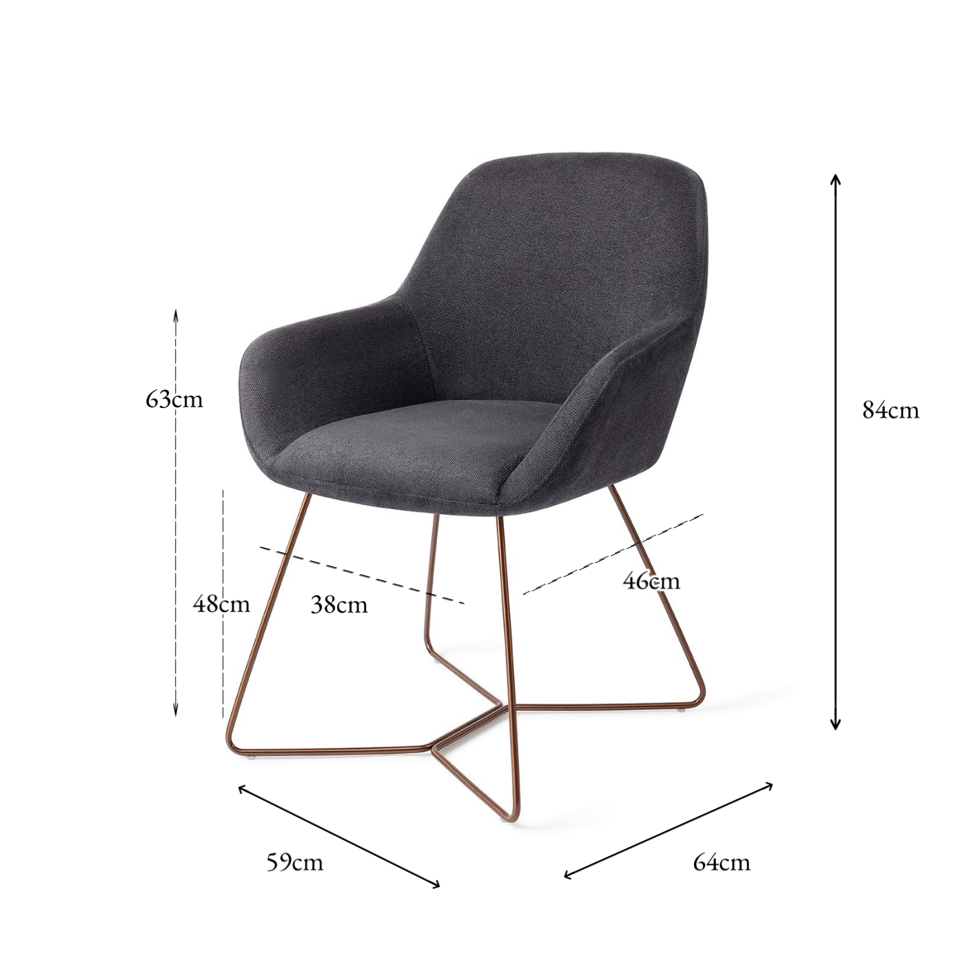 Kushi Dining Chair Black-Out Beehive Rose