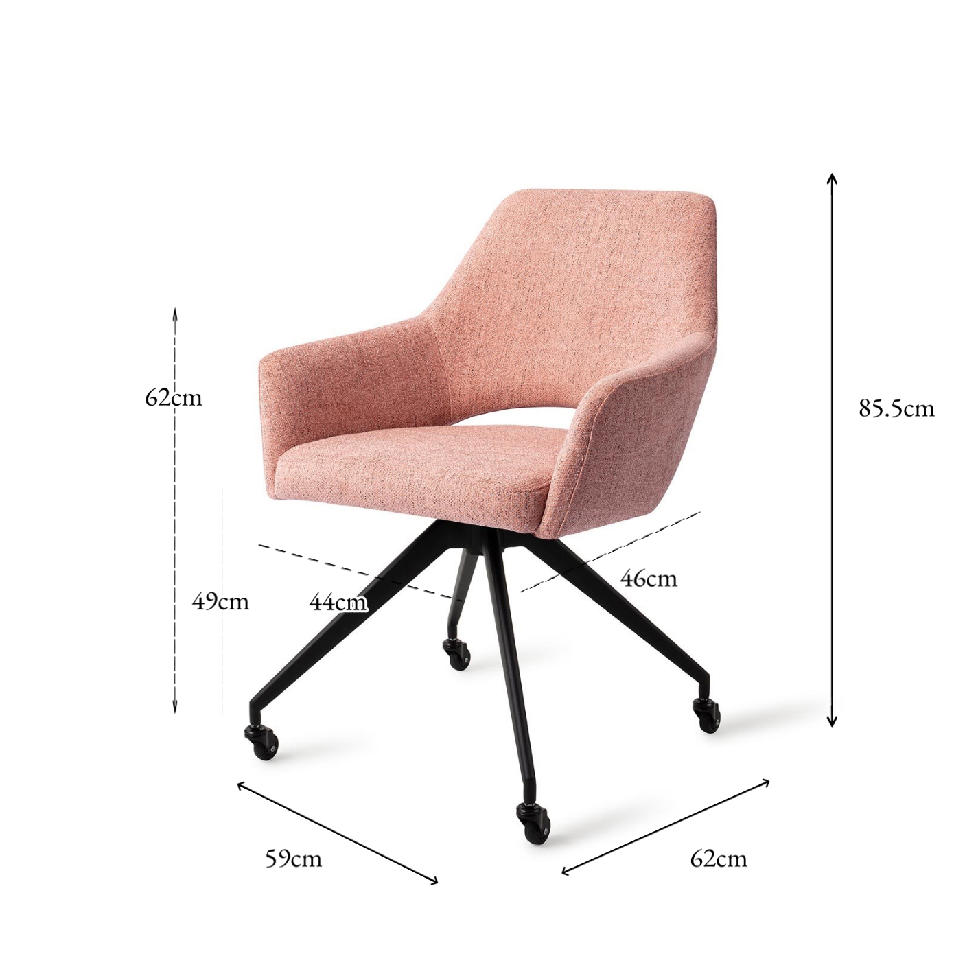 Yanai Dining Chair Pink Punch Glide Black