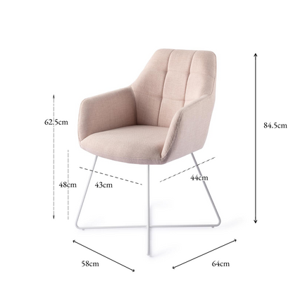 Noto Dining Chair Petal Pink Cross White