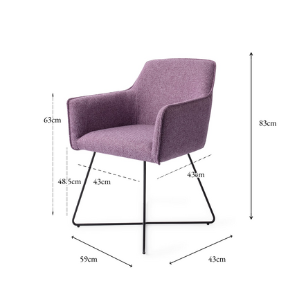 Hofu Dining Chair Violet Daisy Cross Black