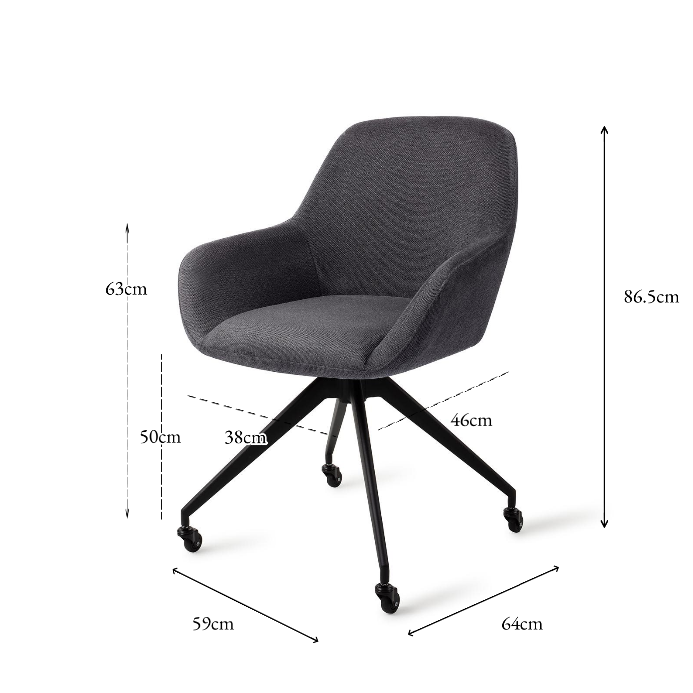 Kushi Dining Chair Black-Out Glide Black