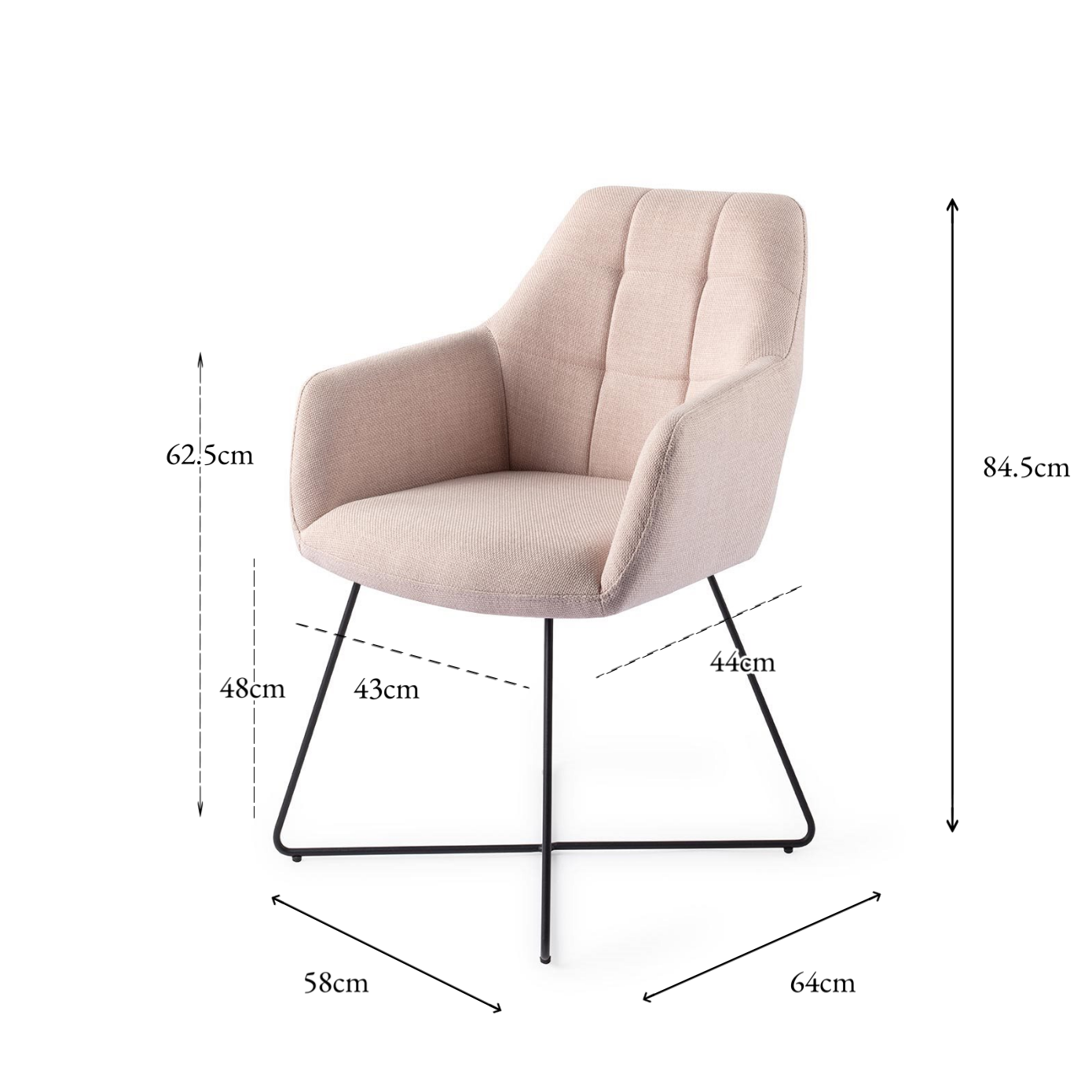 Noto Dining Chair Petal Pink Cross Black