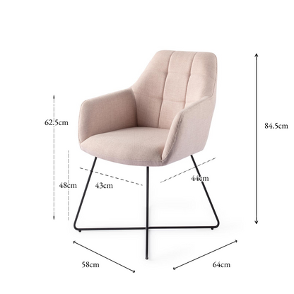 Noto Dining Chair Petal Pink Cross Black