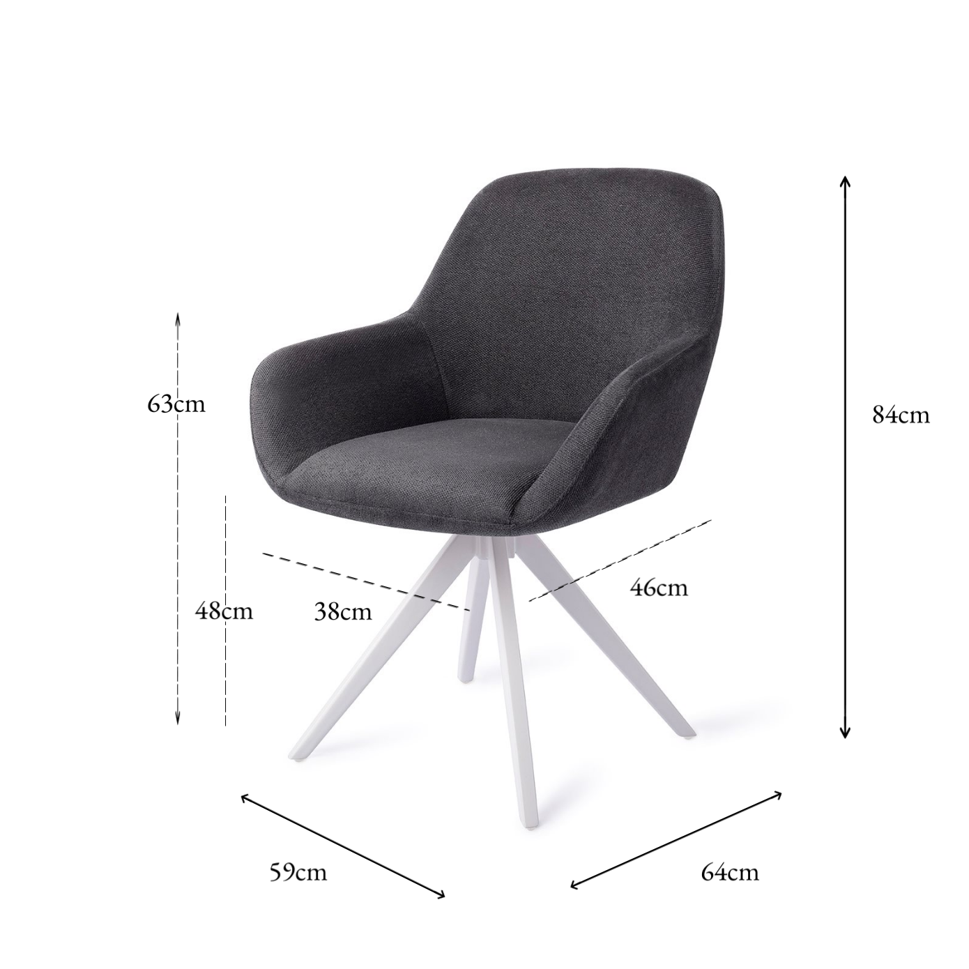 Kushi Dining Chair Black-Out Turn White