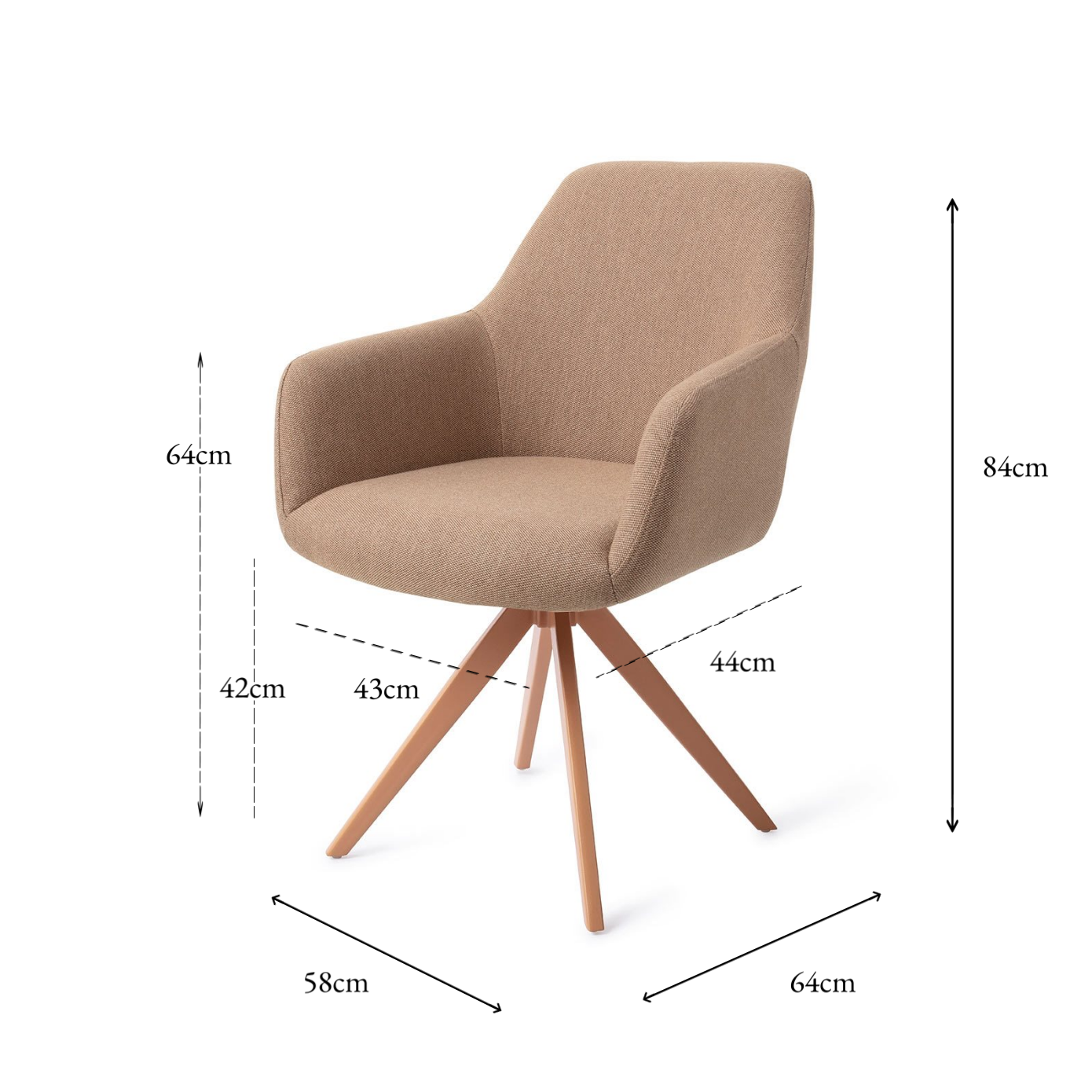 Hiroo Dining Chair Whisper Wheat Turn Peach