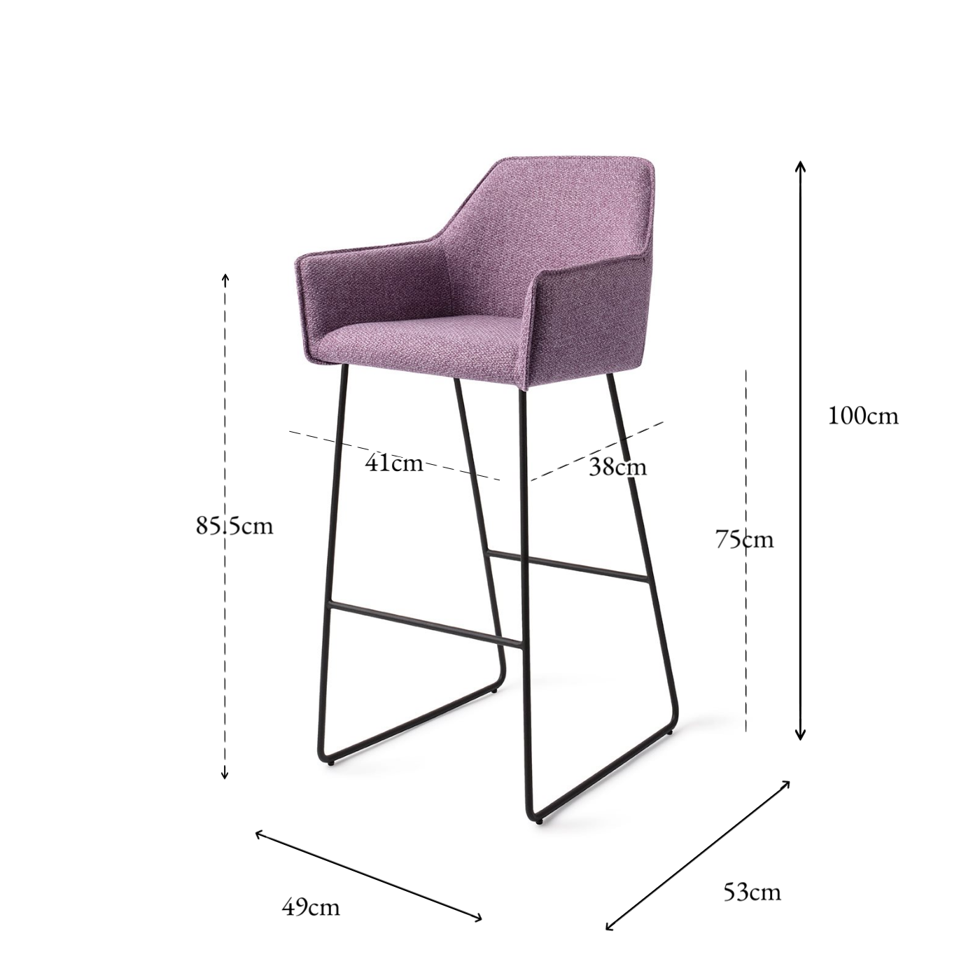 Hofu Bar Chair Violet Daisy Slide Bar (75 cm)