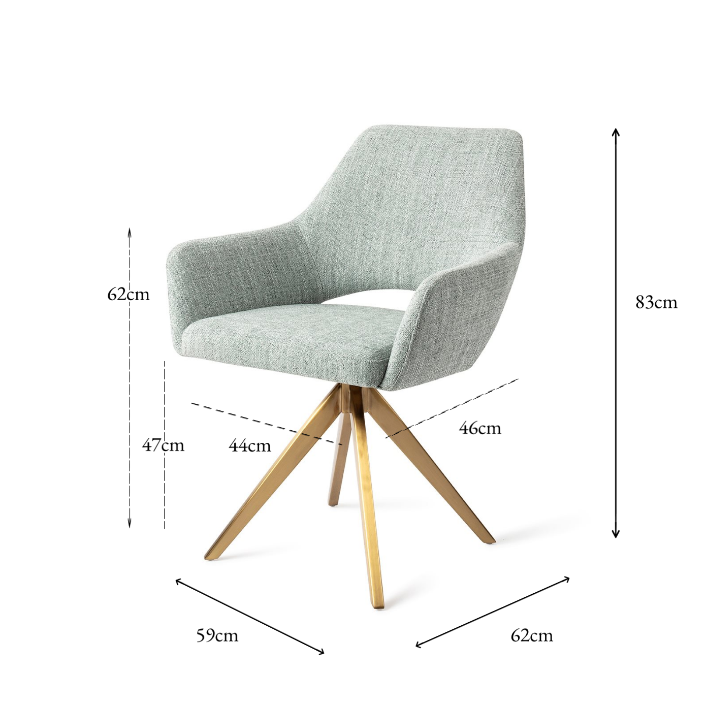 Yanai Dining Chair Soft Sage Turn Gold