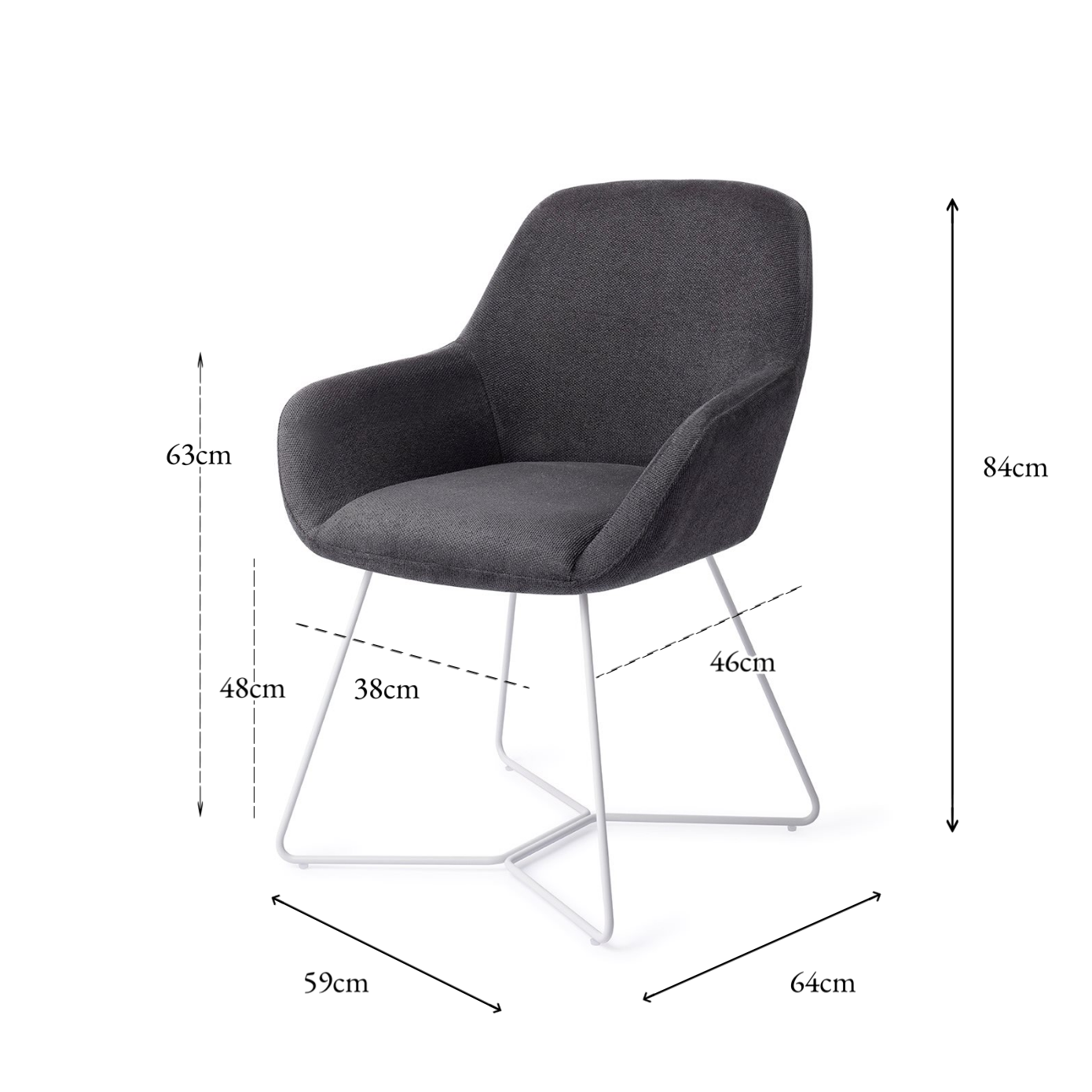 Kushi Dining Chair Black-Out Beehive White