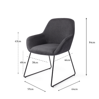 Kushi Dining Chair Black-Out Slide Black