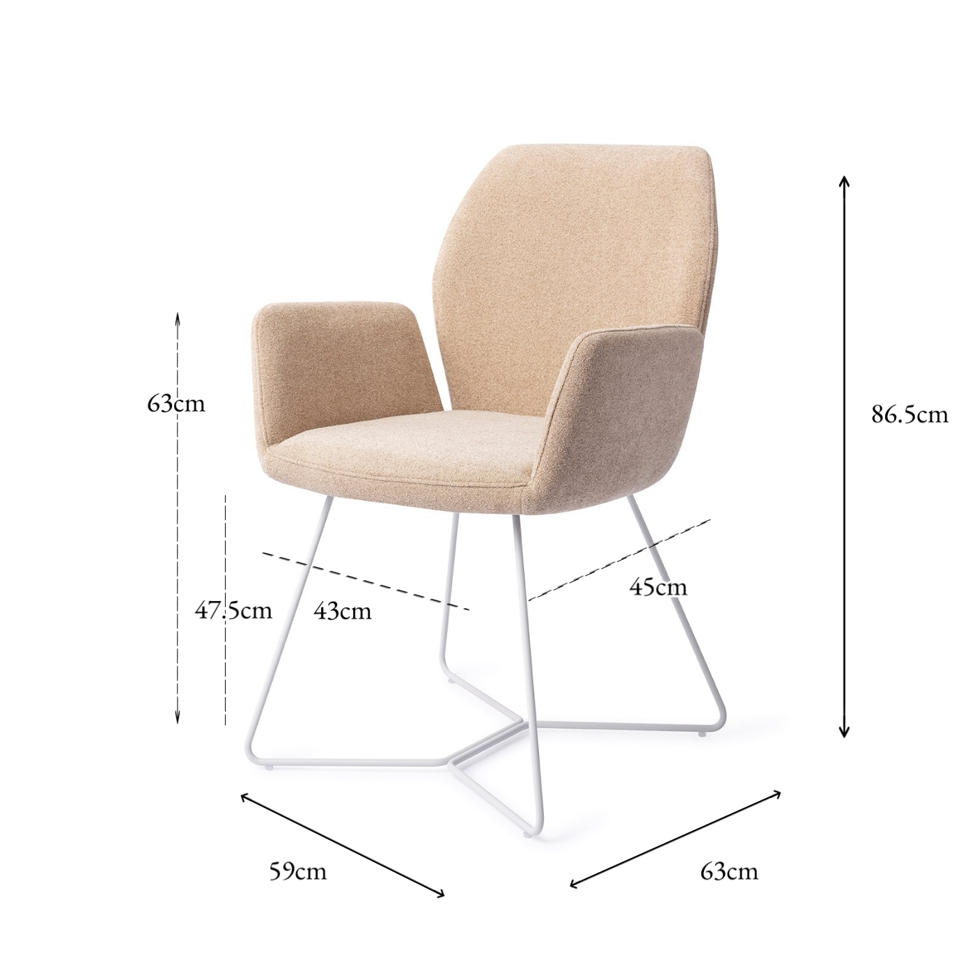 Misaki Dining Chair Funky Fudge Beehive White