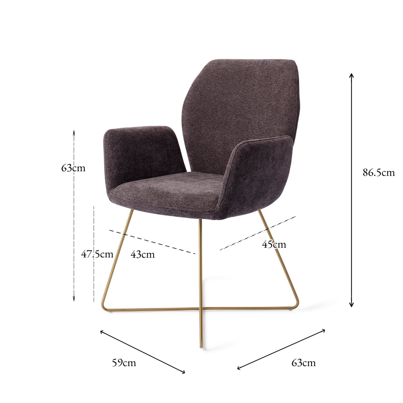 Misaki Dining Chair Almost Black Cross Gold