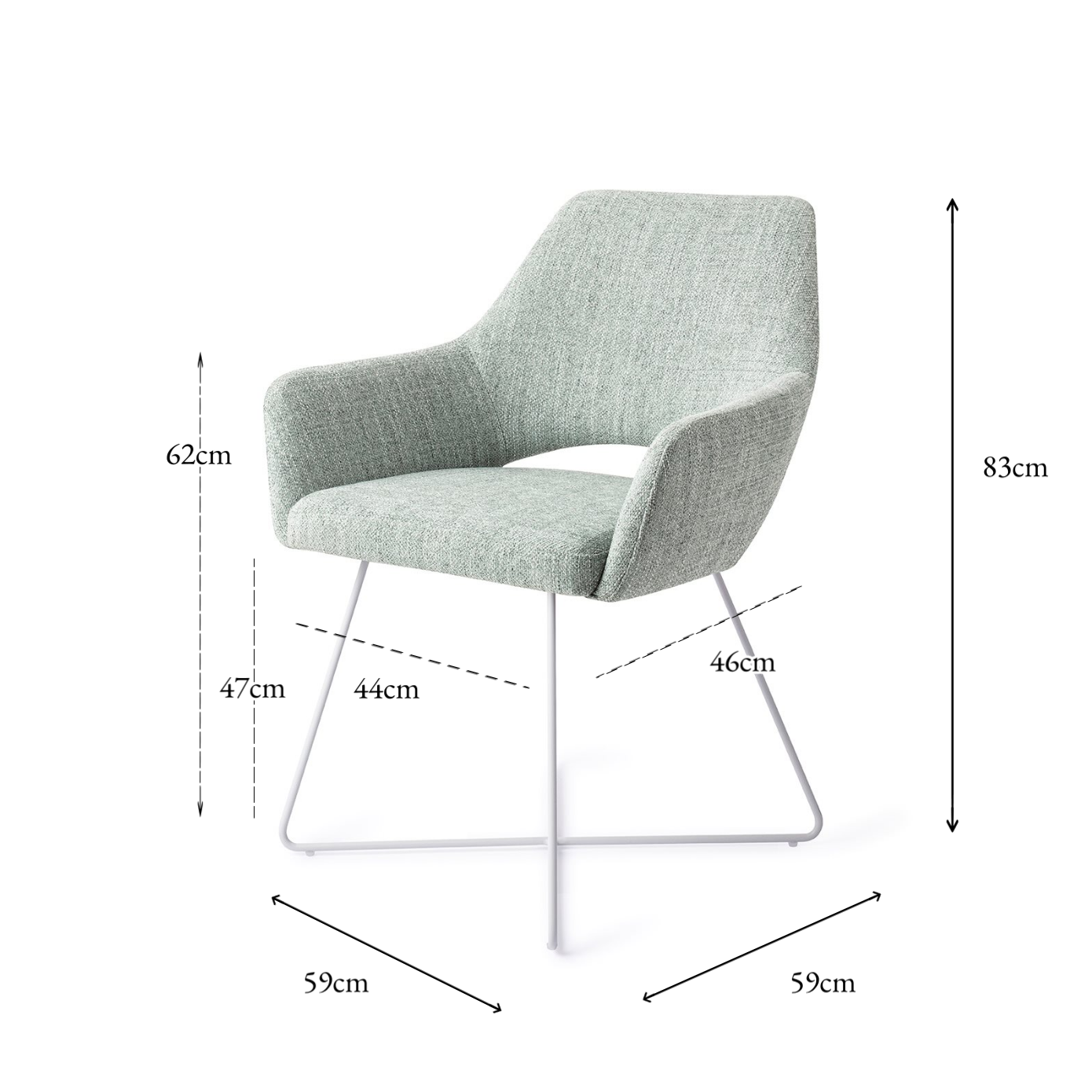 Yanai Dining Chair Soft Sage Cross White