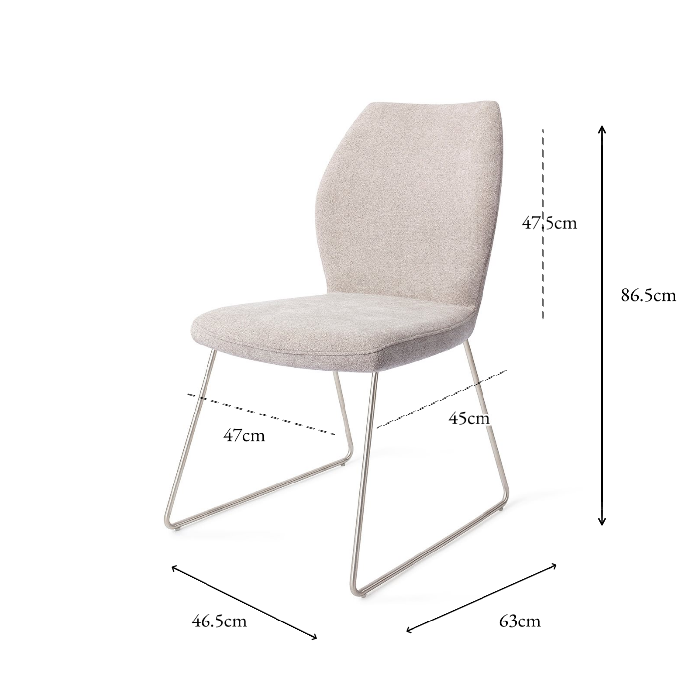 Ikata Dining Chair Pretty Plaster Slide Steel