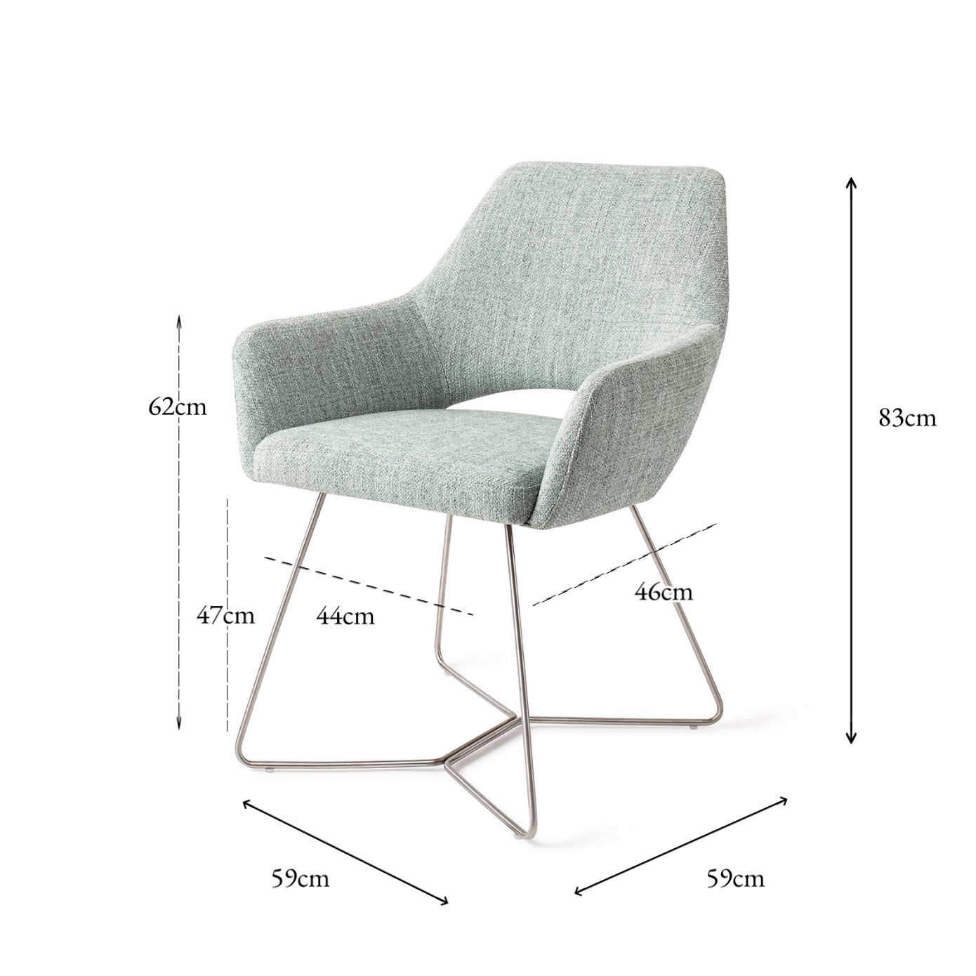 Yanai Dining Chair Soft Sage Beehive Steel