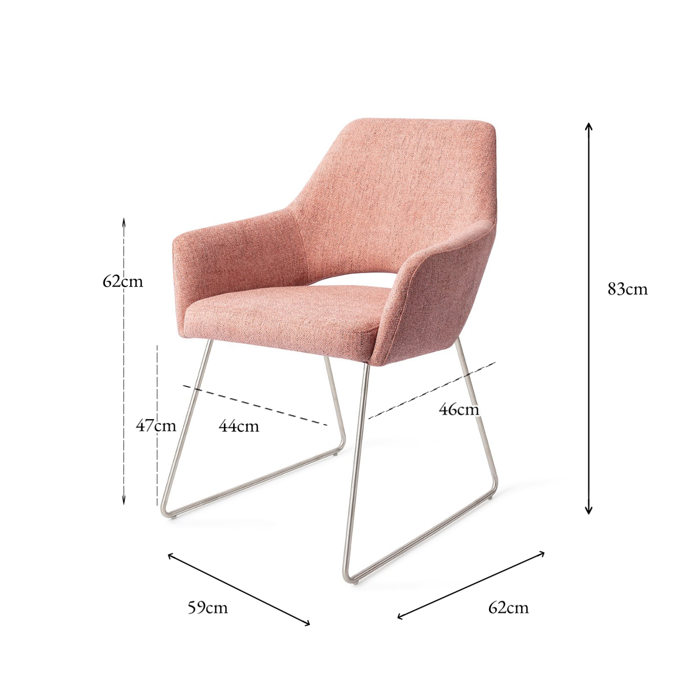 Yanai Dining Chair Pink Punch Slide Steel