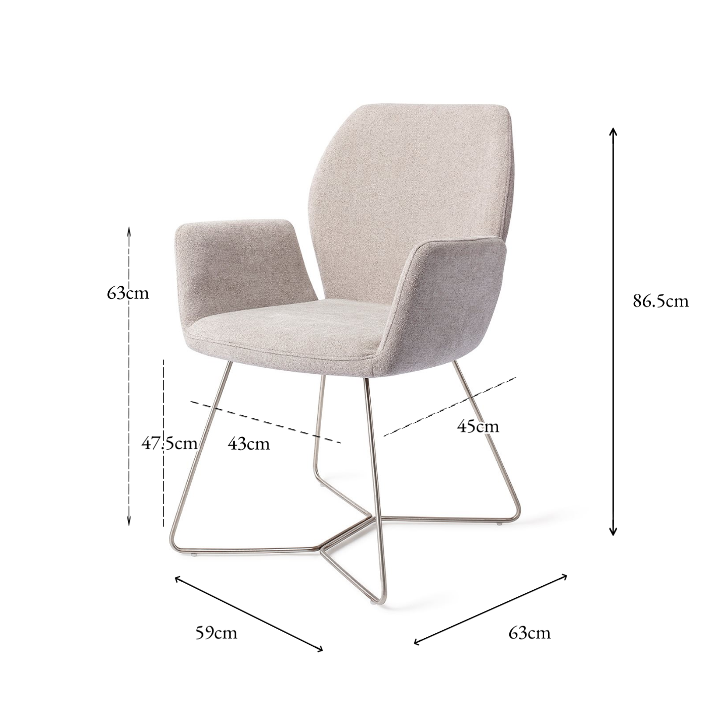 Misaki Dining Chair Pretty Plaster Beehive Steel