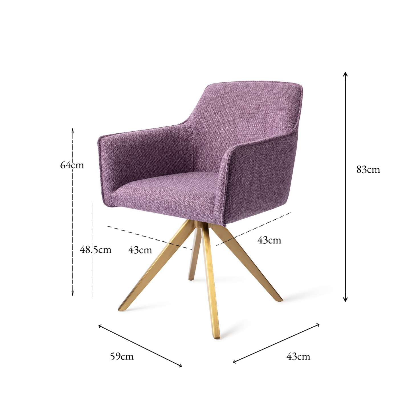 Hofu Dining Chair Violet Daisy Turn Gold