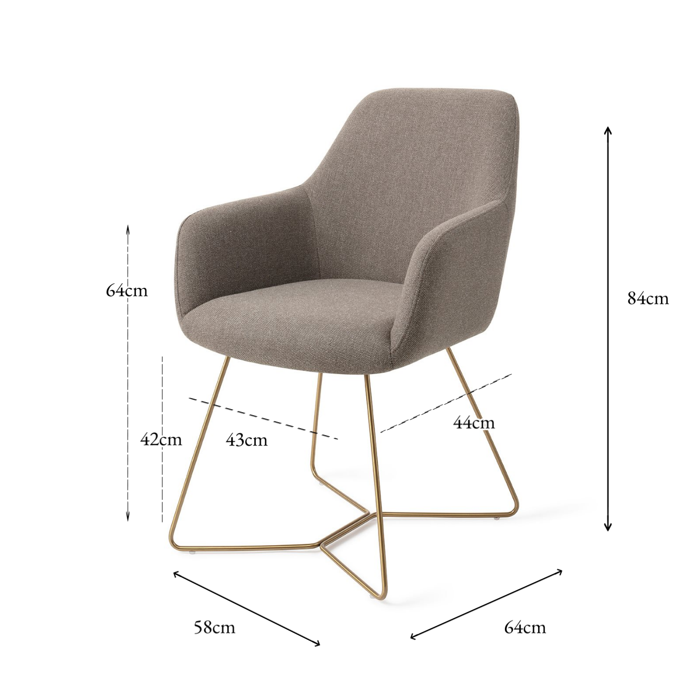 Hiroo Dining Chair Foggy Fusion Beehive Gold