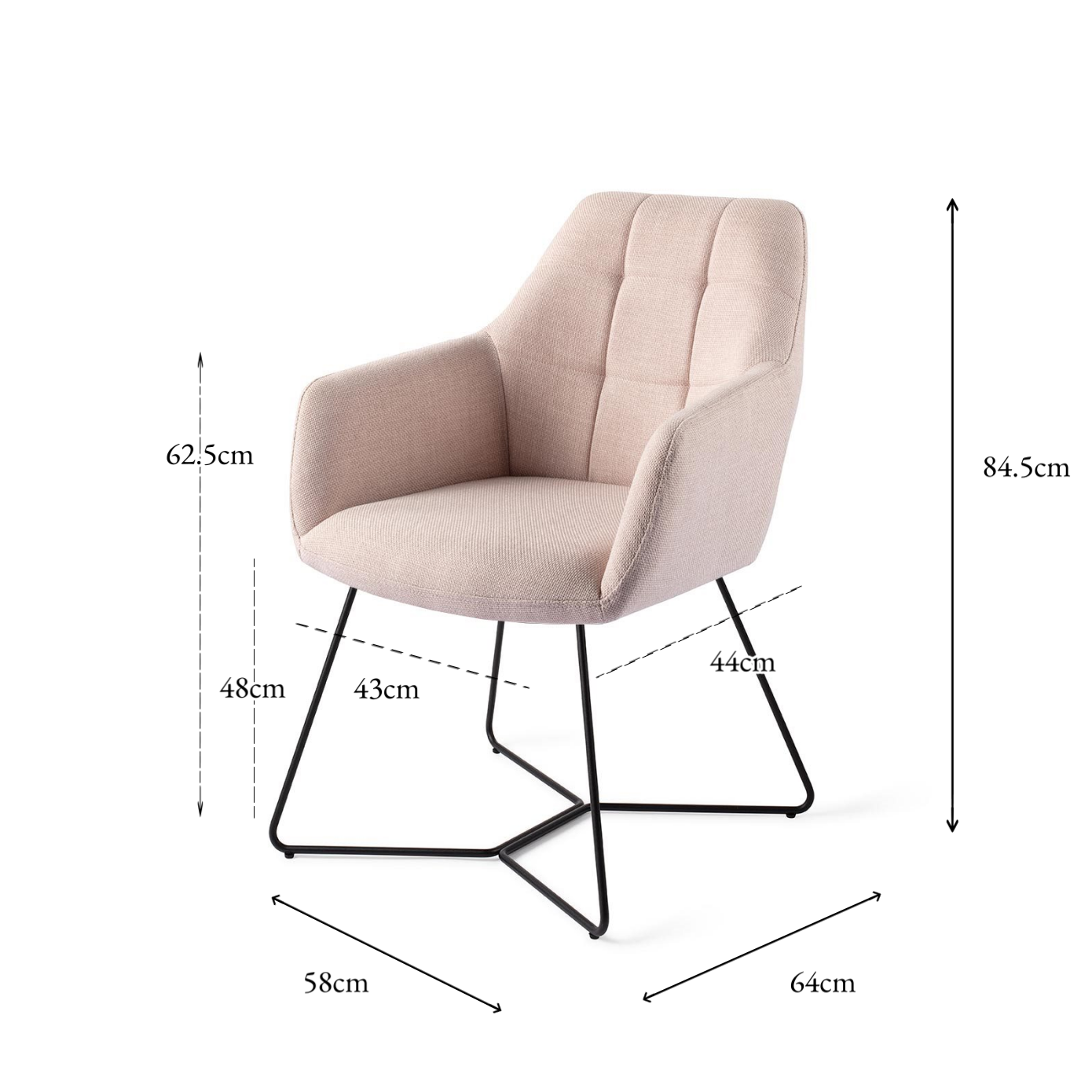 Noto Dining Chair Petal Pink Beehive Black