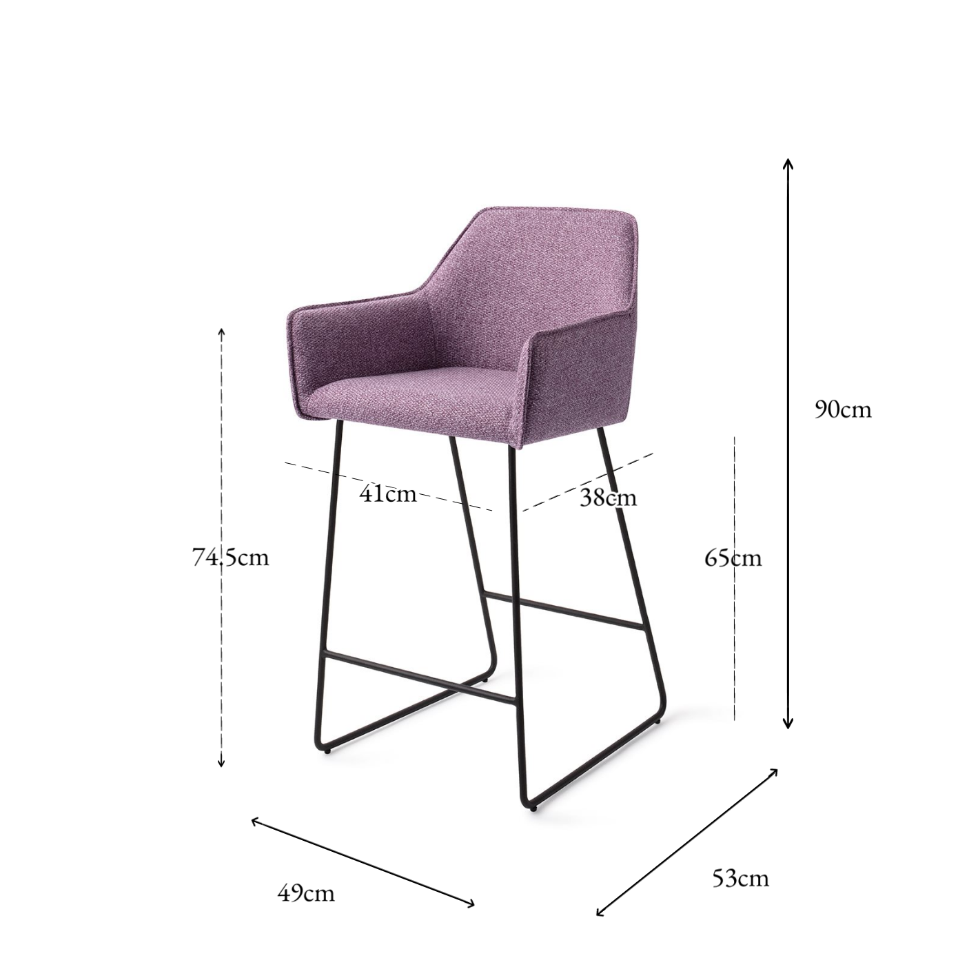 Hofu Bar Chair Violet Daisy Slide Counter (65 cm)