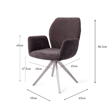 Misaki Dining Chair Almost Black Turn Steel