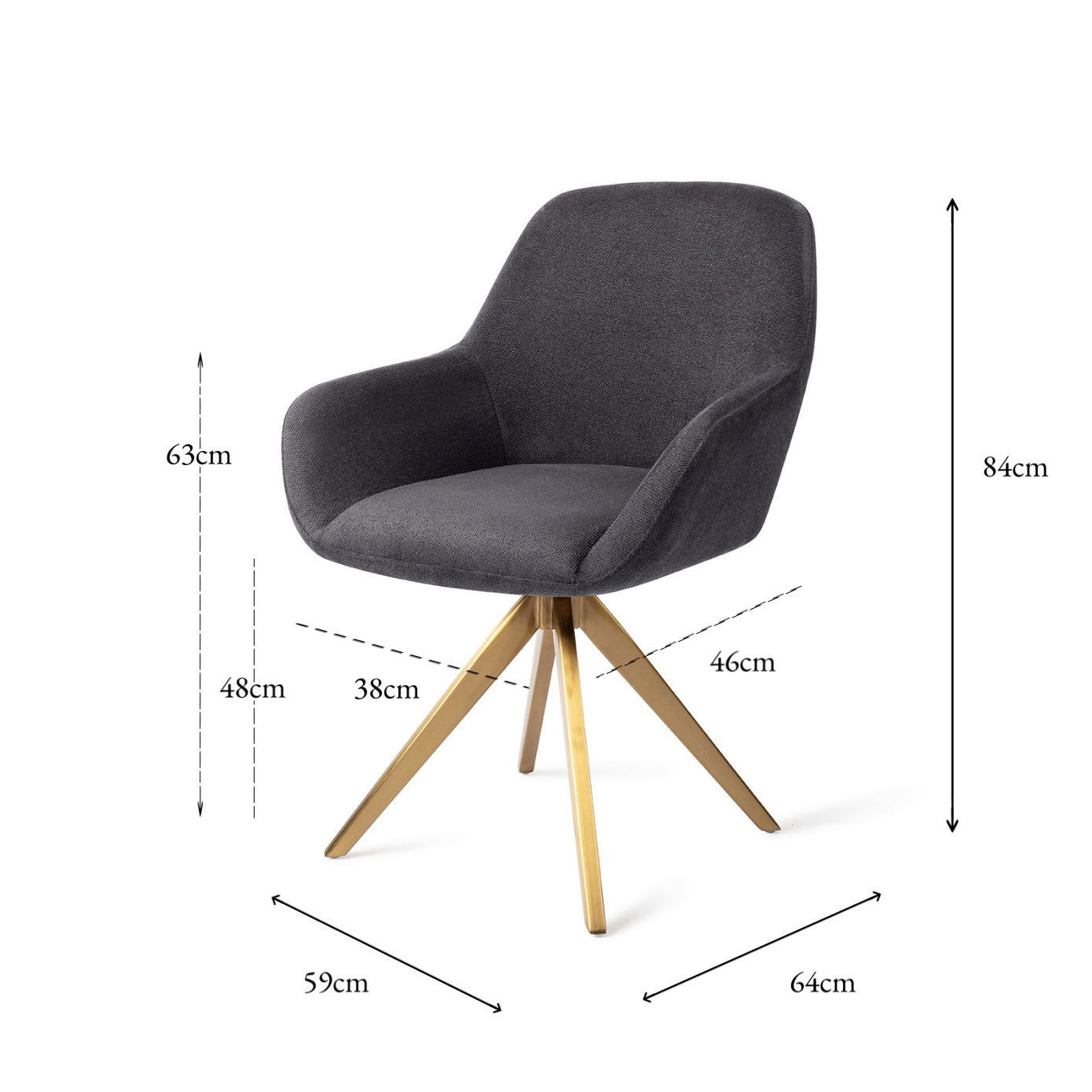 Kushi Dining Chair Black-Out Turn Gold