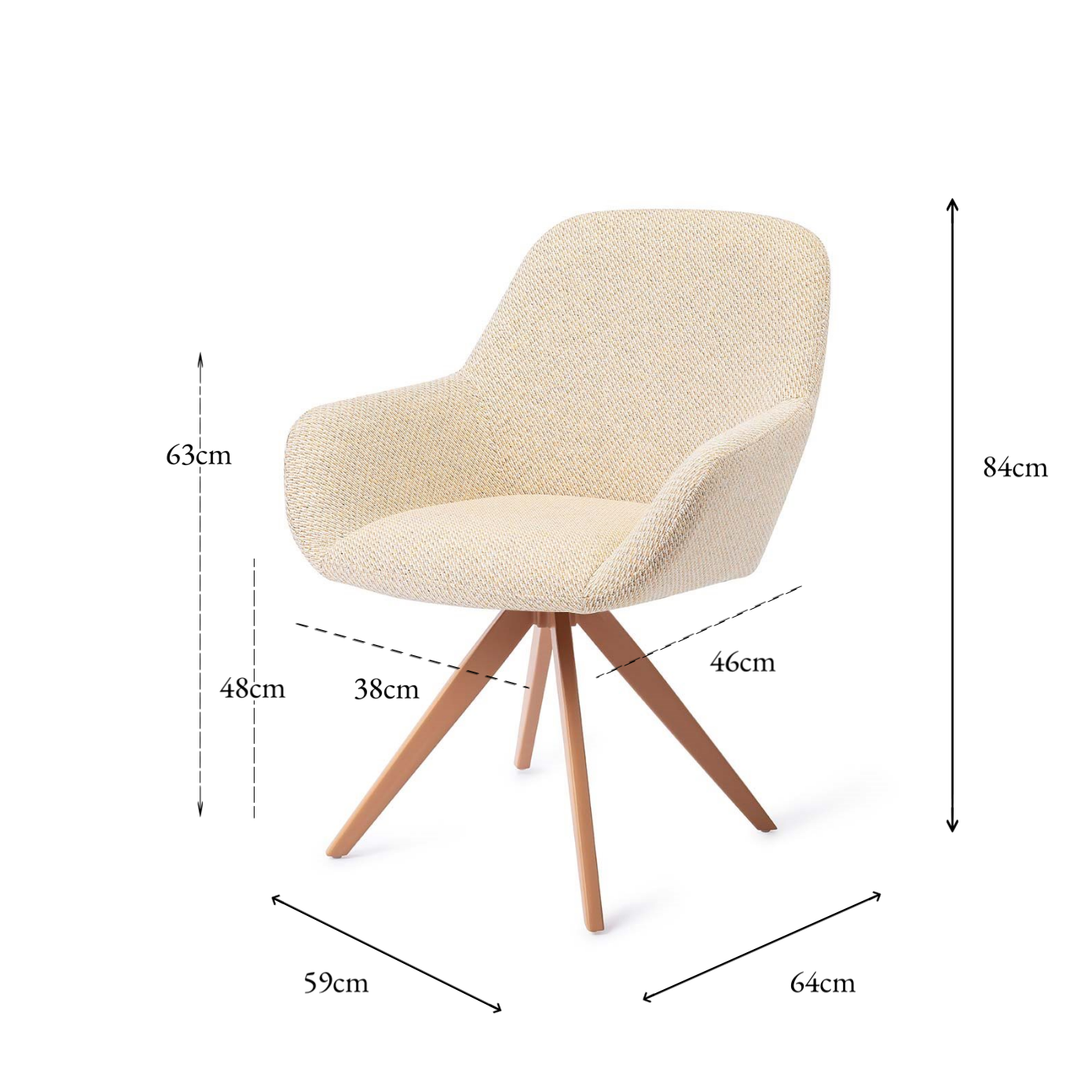 Kushi Dining Chair Trouty Tinge Turn Peach