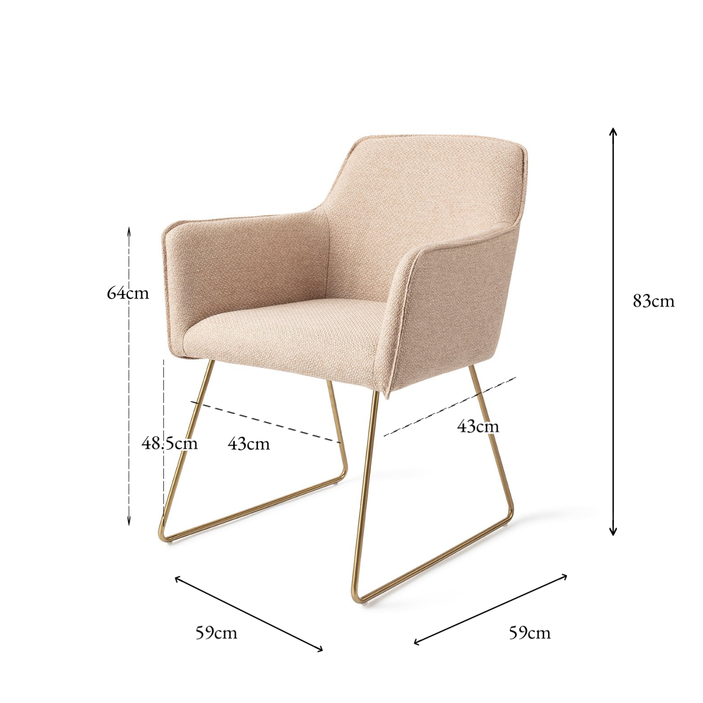 Hofu Dining Chair Wild Walnut Slide Gold