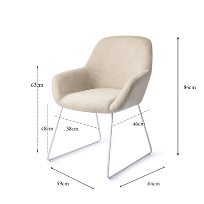 Kushi Dining Chair Ivory Ivy Slide White