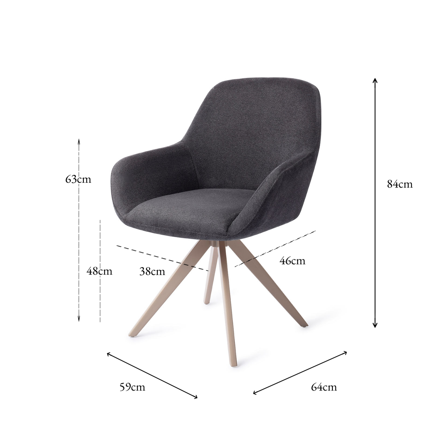 Kushi Dining Chair Black-Out Turn Beige